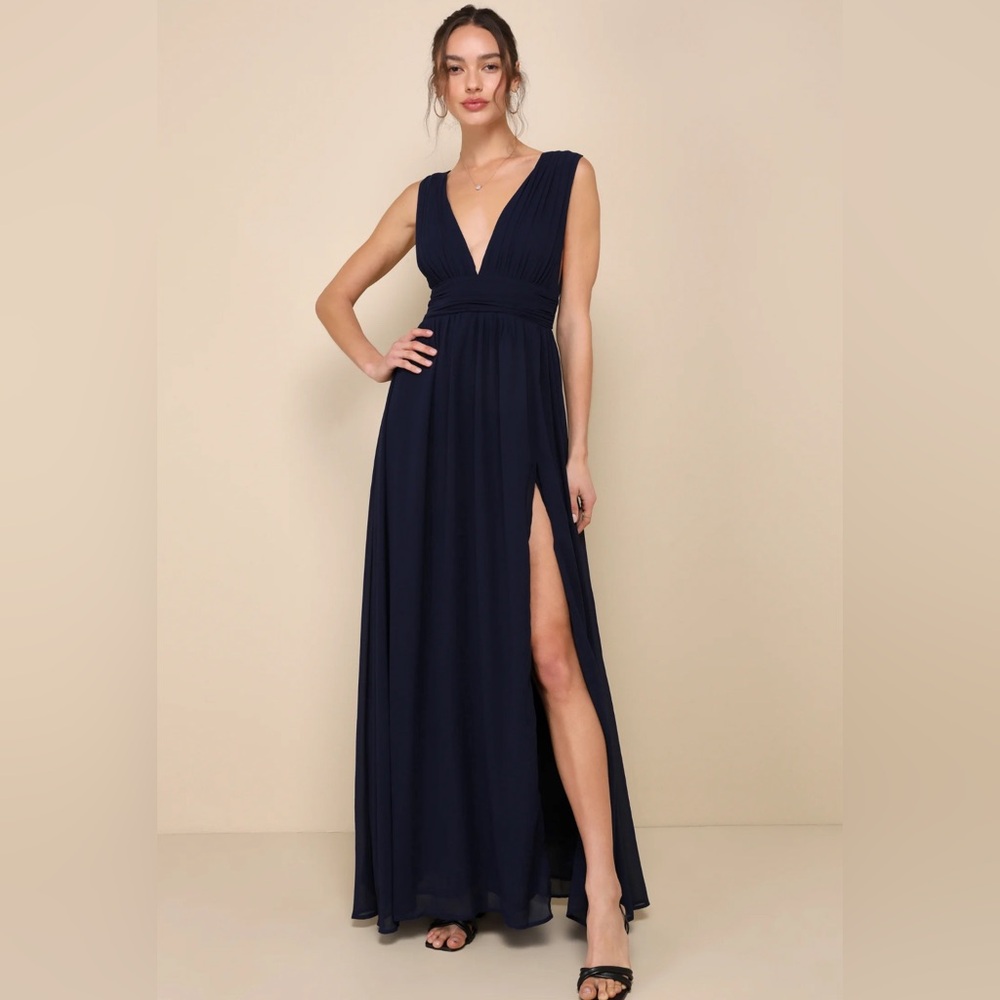 Lulu Heavenly Hues Navy Blue Maxi Dress